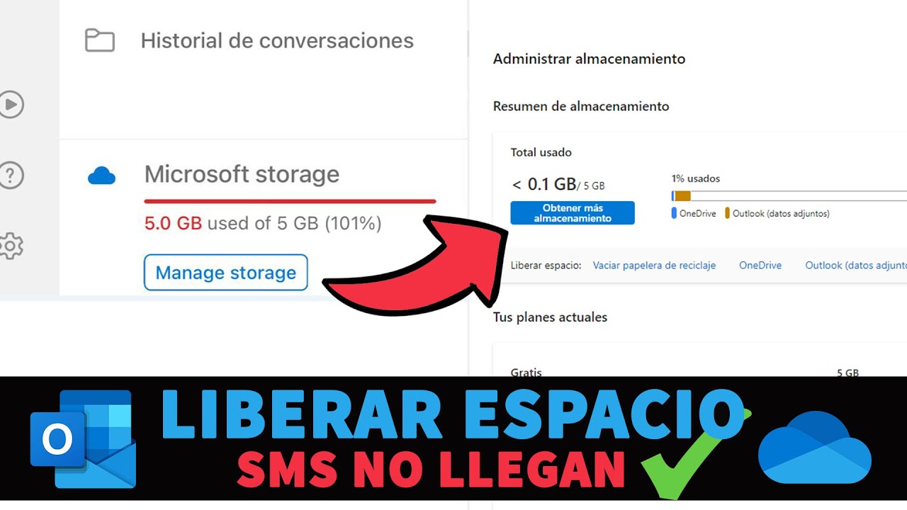 No puedo enviar MENSAJES en Hotmail Outlook / Liberar OneDrive