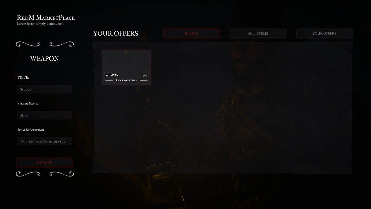 RedM Marketplace Player-to-Player market system [STANDALONE]
