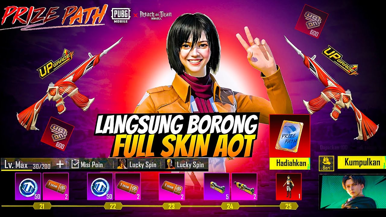 YUK LANGSUNG BORONG PRIZE PATH AOT AMBIL MIKASA 😍 GRATIS CUMAN 600 UC AJA NIH GASKEN & BAHAS TUNTAS😍