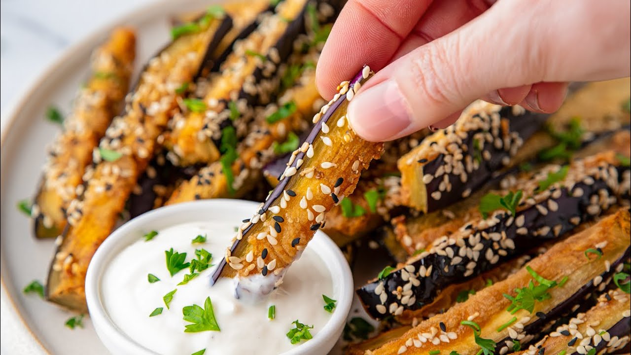 Хрустящие запечённые баклажанные фри! Лучшая здоровая закуска! Лучше, чем чипсы!