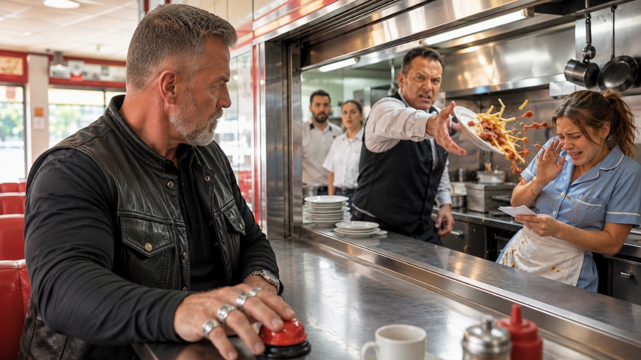 Undercover Hells Angels Boss Orders a Meal at His Diner  -Then Stop When Hearing Waitress Crying