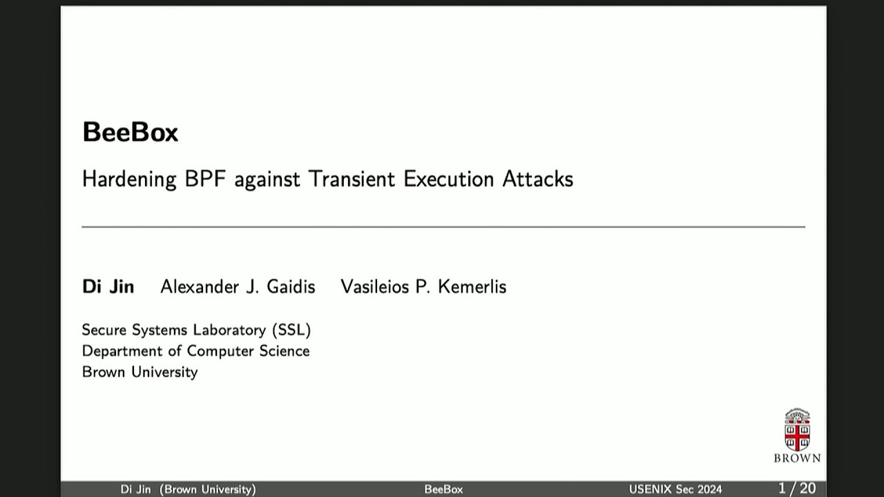 USENIX Security '24 - BeeBox: Hardening BPF against Transient Execution Attacks