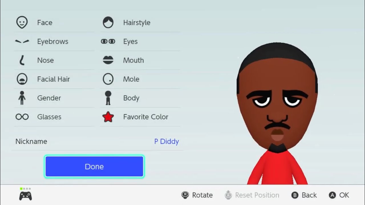 How to make a P Diddy mii