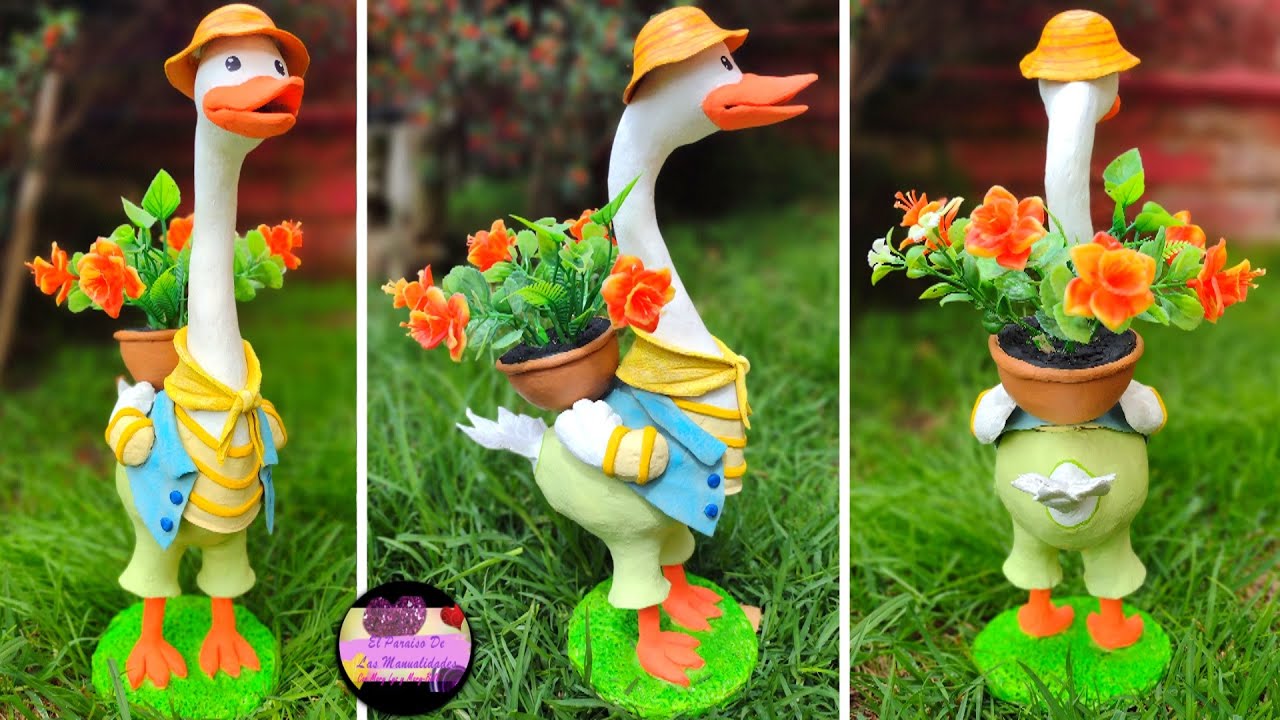 Como hacer un ganso o cisne en 3D con porcelana fría casera y material reciclable (Moldes Gratis)