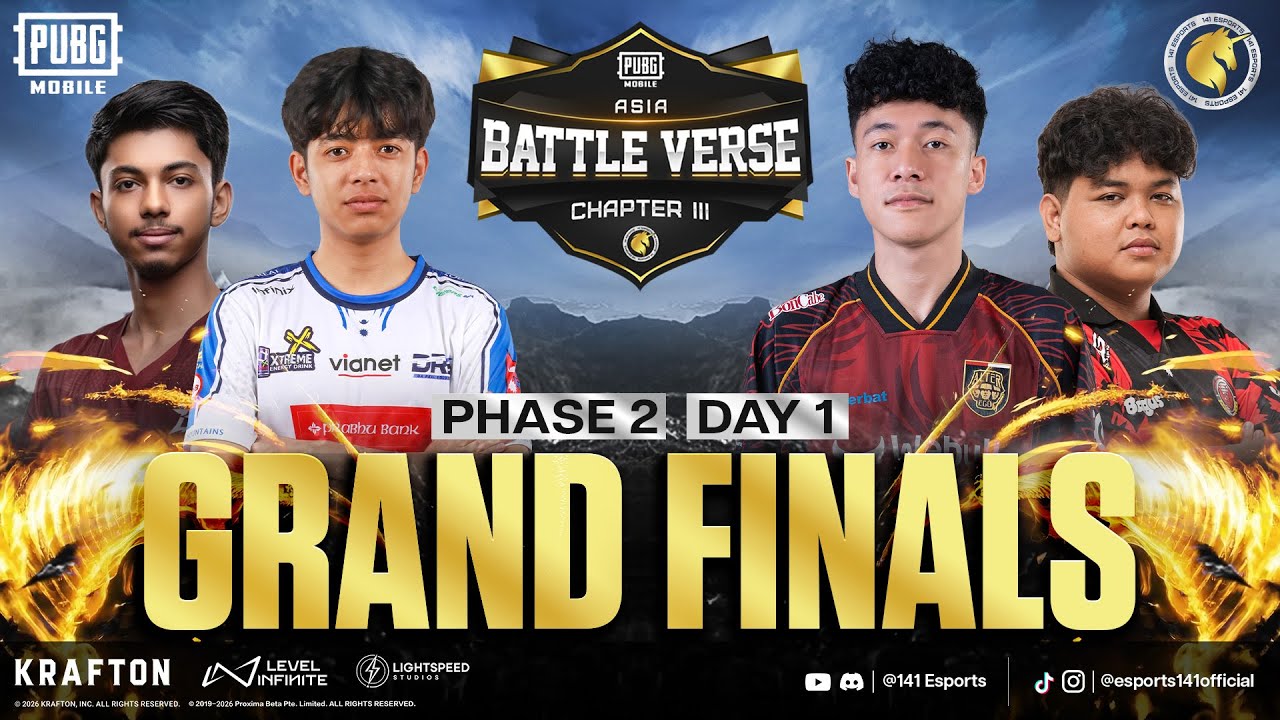 PUBGM BATTLE VERSE ASIA CHAPTER III | PHASE 2 Finals Day 1 | FT. #AE  #4T #RRQ #BOOM #DRS