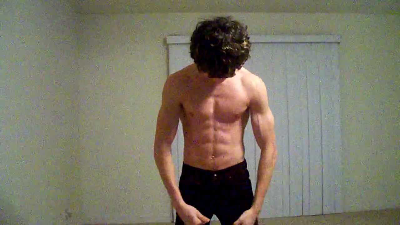 Muscle teen flexing