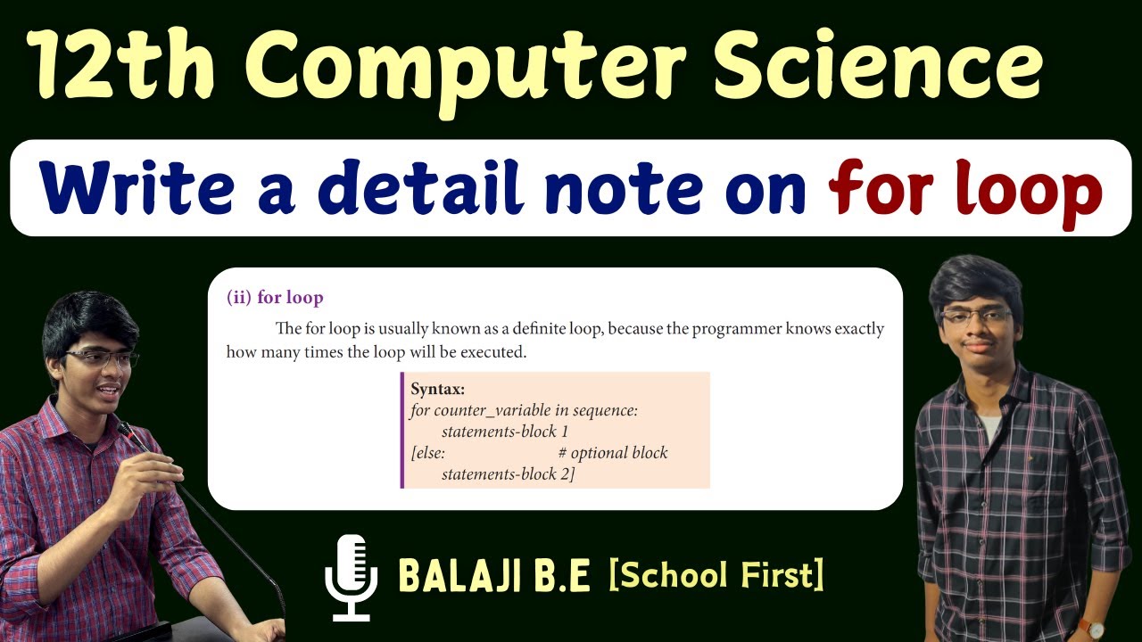 Class 12 Computer Science Chap - 6 For loop in Python | Syntax | Range() function | Tamil |