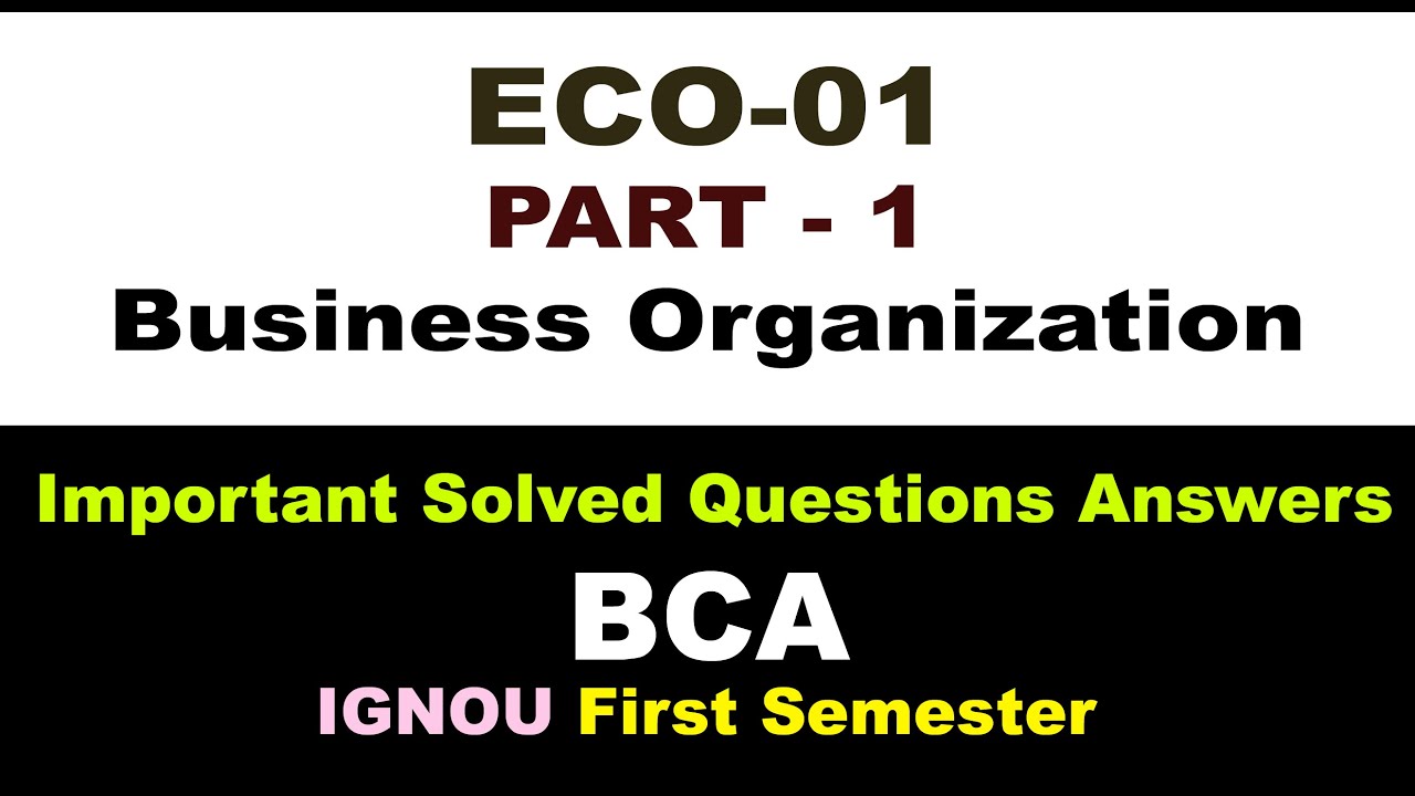 [#Part-1] [ECO-01 Important Questions and Answers] [ECO 01 Solved Question Paper] [ECO 01 Notes PDF]