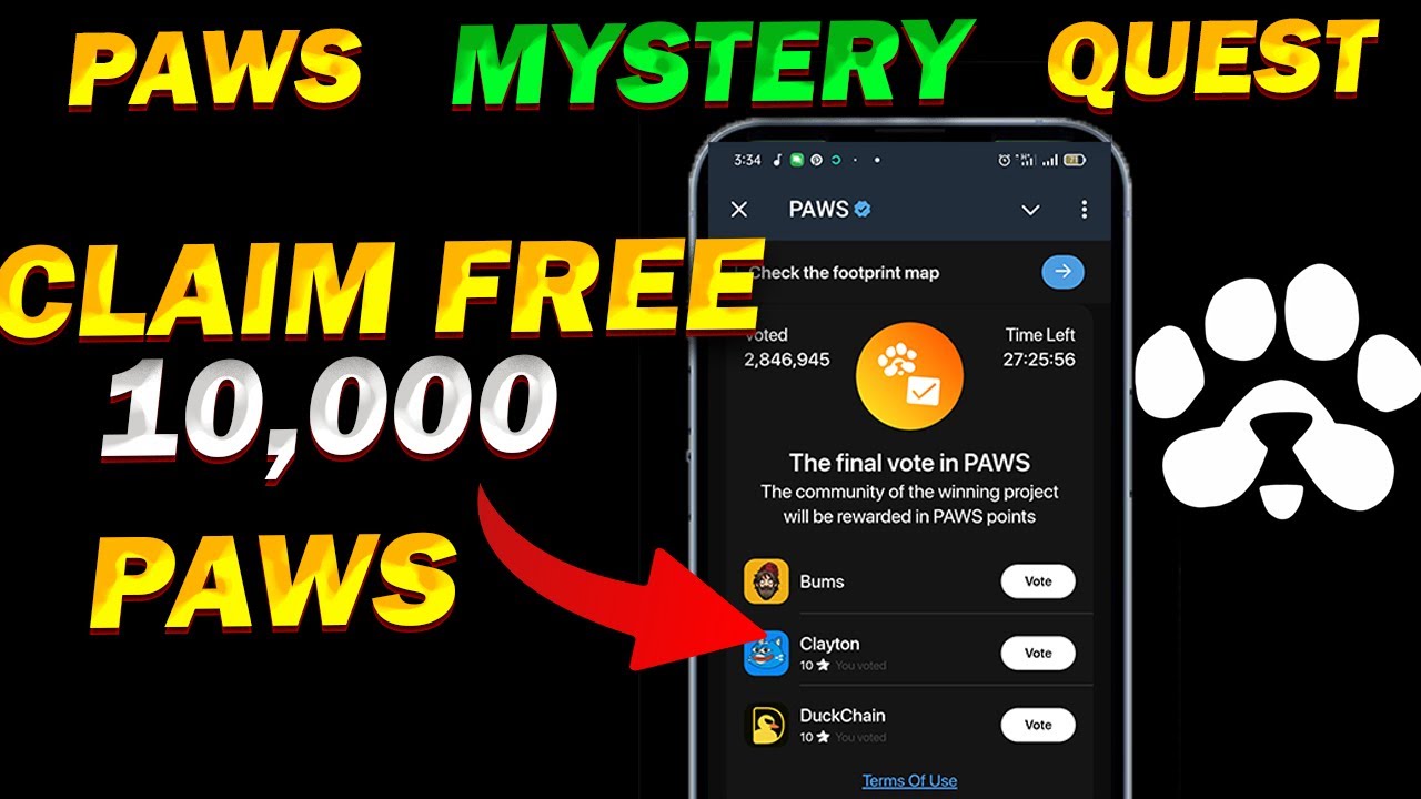PAWS Mystery Quest today Claim 10,000 PAWS FREE