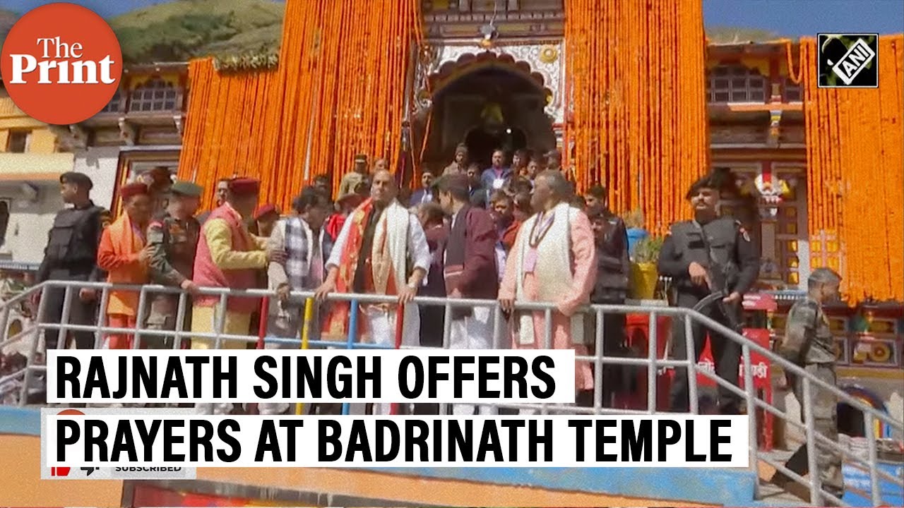 Defence Minister Rajnath Singh offers prayers at Badrinath temple in Uttarakhand on Dussehra