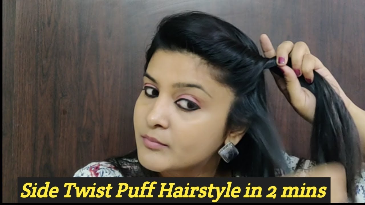 Easy Side Twist Puff  Hairstyle in 2 mins | Puff | Front Side Puff|