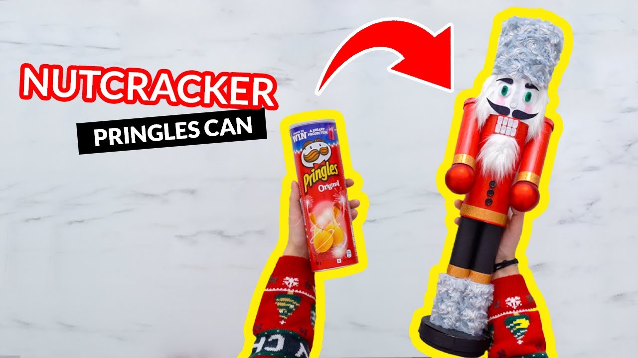 Beautiful nutcracker you can make out of an empty can of chips!