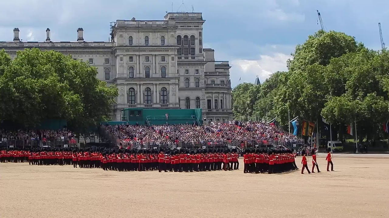 Trooping the Colour-Major Generals Review 2019- troops march off to the tune 'Arromanches'.