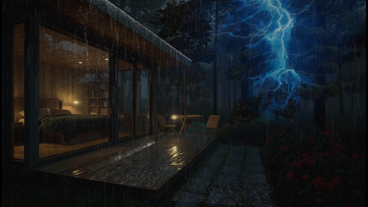 Heavy Rain on Glass Window ⛈️ Deep Forest Rain for Sleep & Relaxation