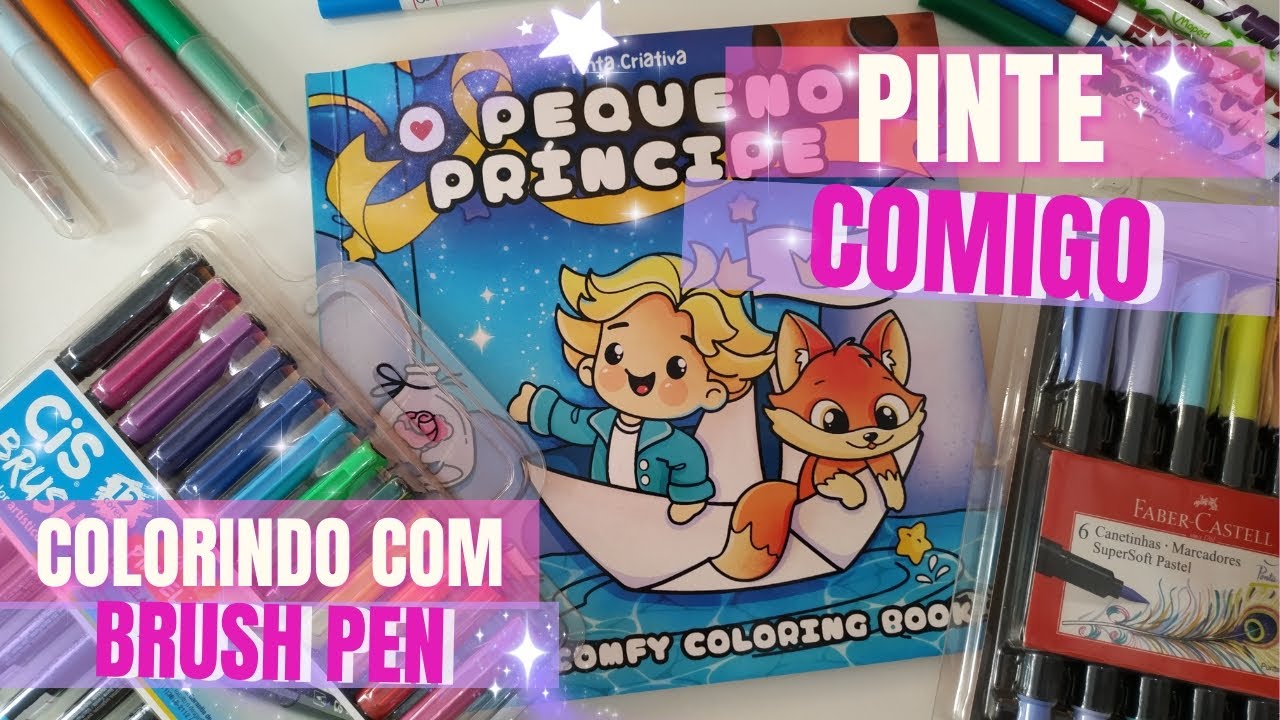 Colorindo Só com Brush Pen (ASMR Relaxante) | Bic, Maped, Cis, Faber-Castell e Mais!