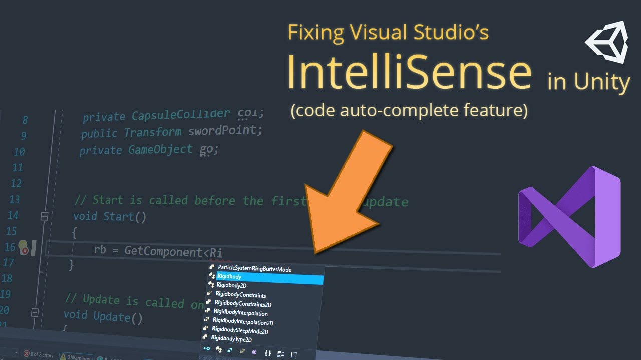 5 способов исправить неработоспособность IntelliSense (автодополнения) Visual Studio в Unity