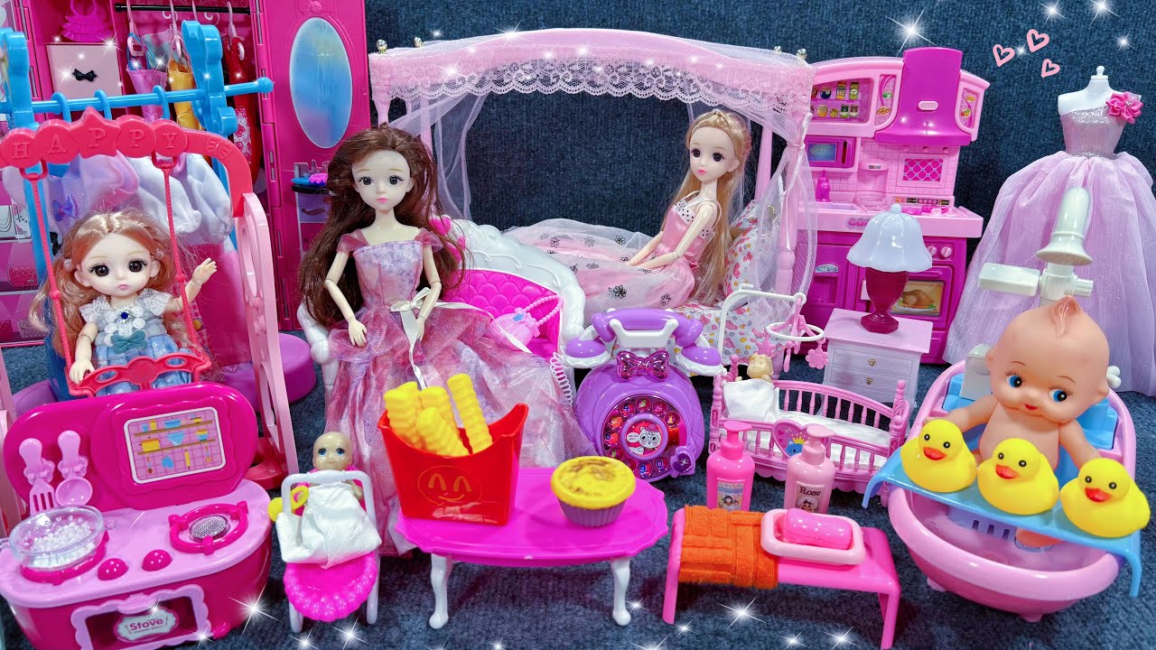 20 Minutes Satisfying with Unboxing Barbie Princess Bedroom Dress Up Playset ASMRReview Toys