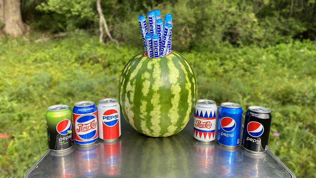 Experiment: Pepsi Cola and Mentos in Watermelon | X-Test