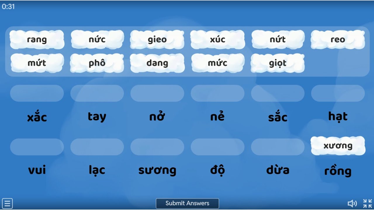 Hành trang lớp 2-Game hay tiếng Việt-Bài tập ghép các tiếng lại để tạo thành từ ngữ có nghĩa