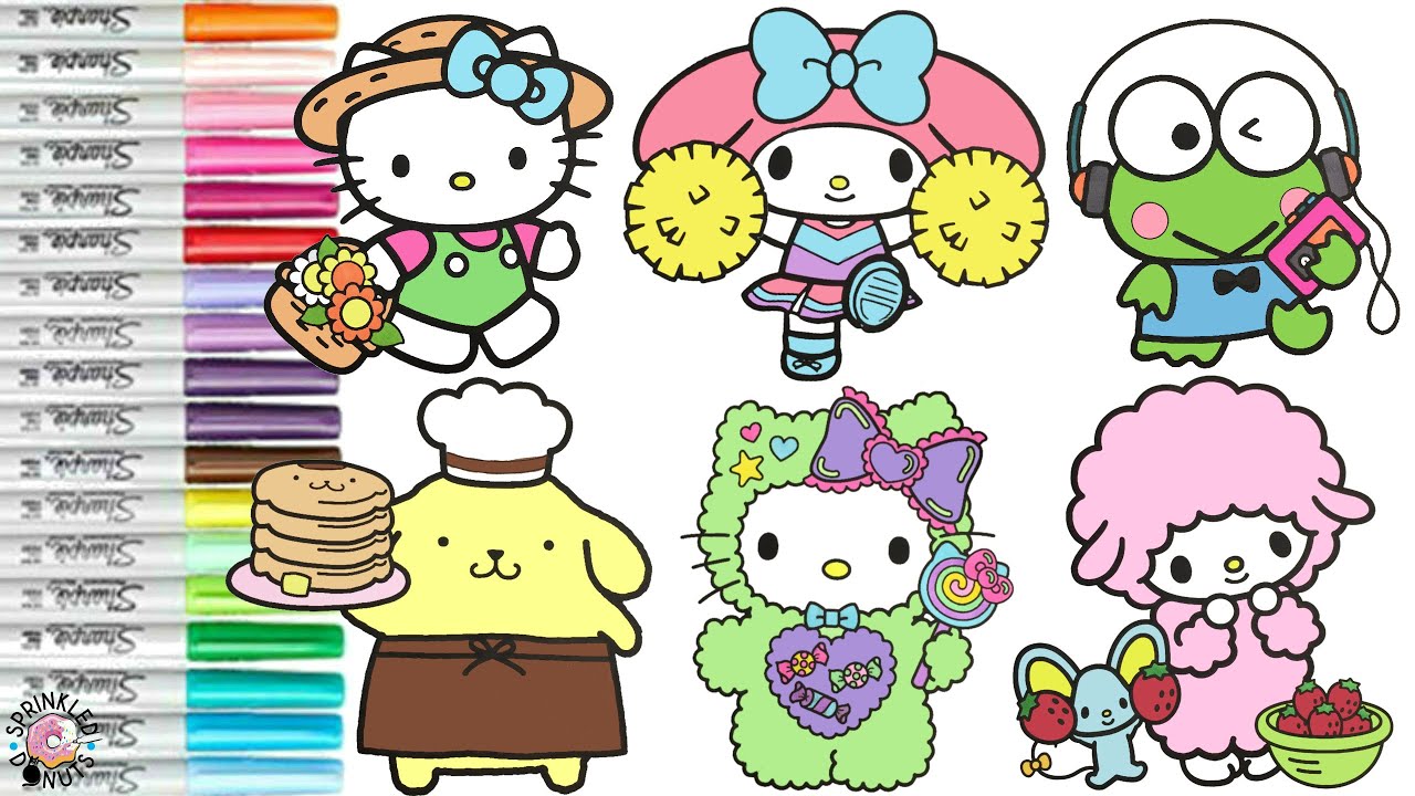 Sanrio Coloring Book Compilation Hello Kitty My Melody Pompompurin Keroppi My Sweet Piano Twin Stars