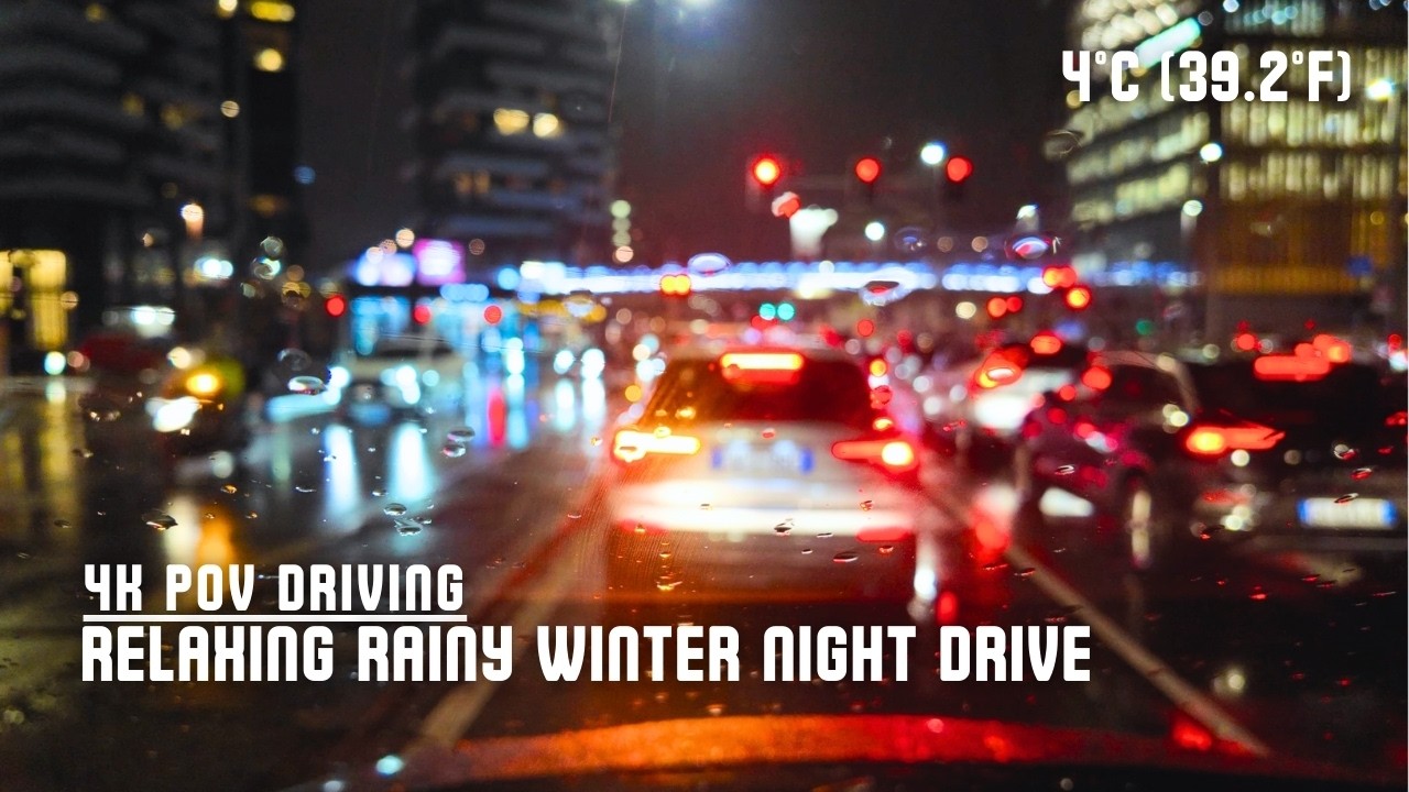 RELAXING Rainy Winter Night Drive: Milan, Italy December 2025 in 4K
