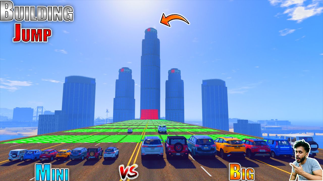 Mini Indian cars Vs Big Indian Cars Building Jump Challenge GTA 5
