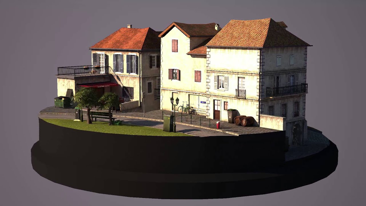 3D Cityscene inspired by Annecy (Vray)
