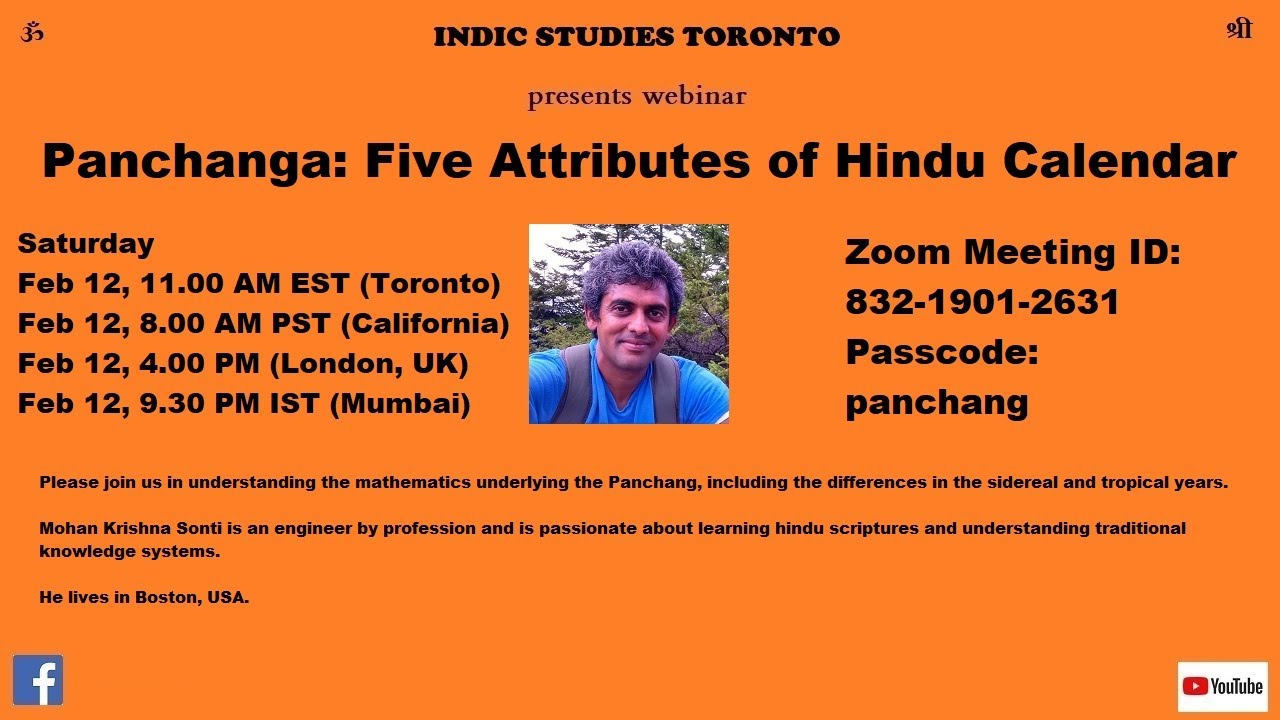 Panchanga: Five Attributes of Hindu Calendar | Mohan Sonti