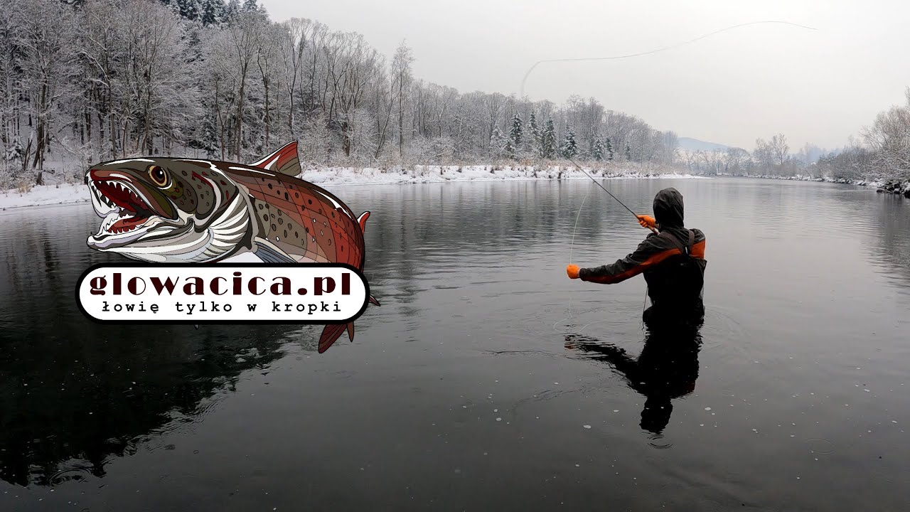 Dunajec Sromowce, zimowe łowienie (w poszukiwaniu głowacicy). Sromowce huchen winter fishing Poland.