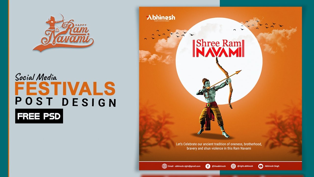Ram Navami Social Media Post Design || Happy Ram Navami || Flyer Poster Design || #Abhinesh_singh
