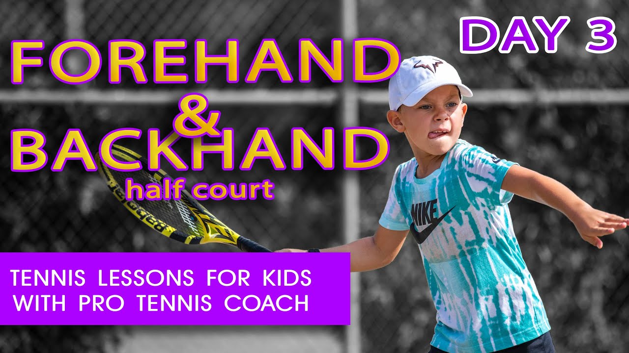 Backhand & Forehand Half Court. Lesson for KIDS with PRO TENNIS COACH Vasileios Psyrras. Full Day 3