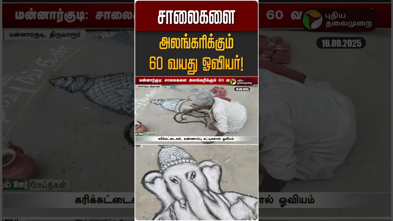 சாலைகளை அலங்கரிக்கும் 60 வயது ஓவியர்! | Mannargudi