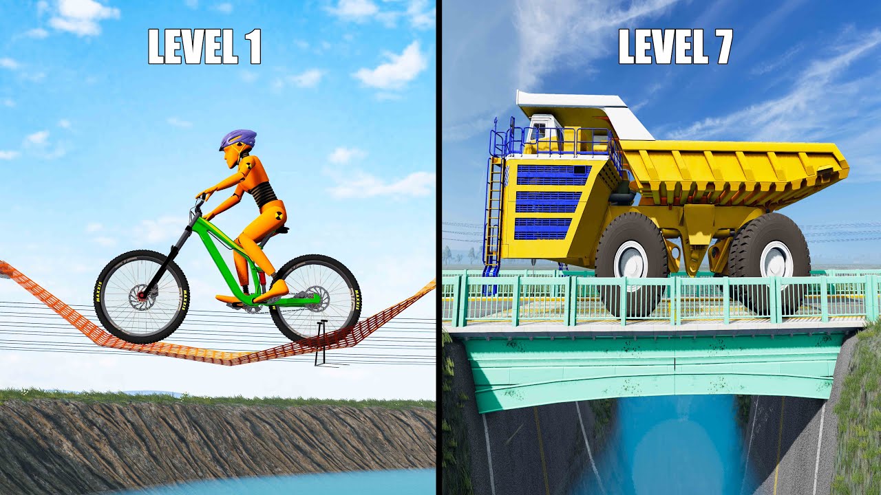 Every Time Bridge Gets Stronger (7 Levels) - Beamng drive