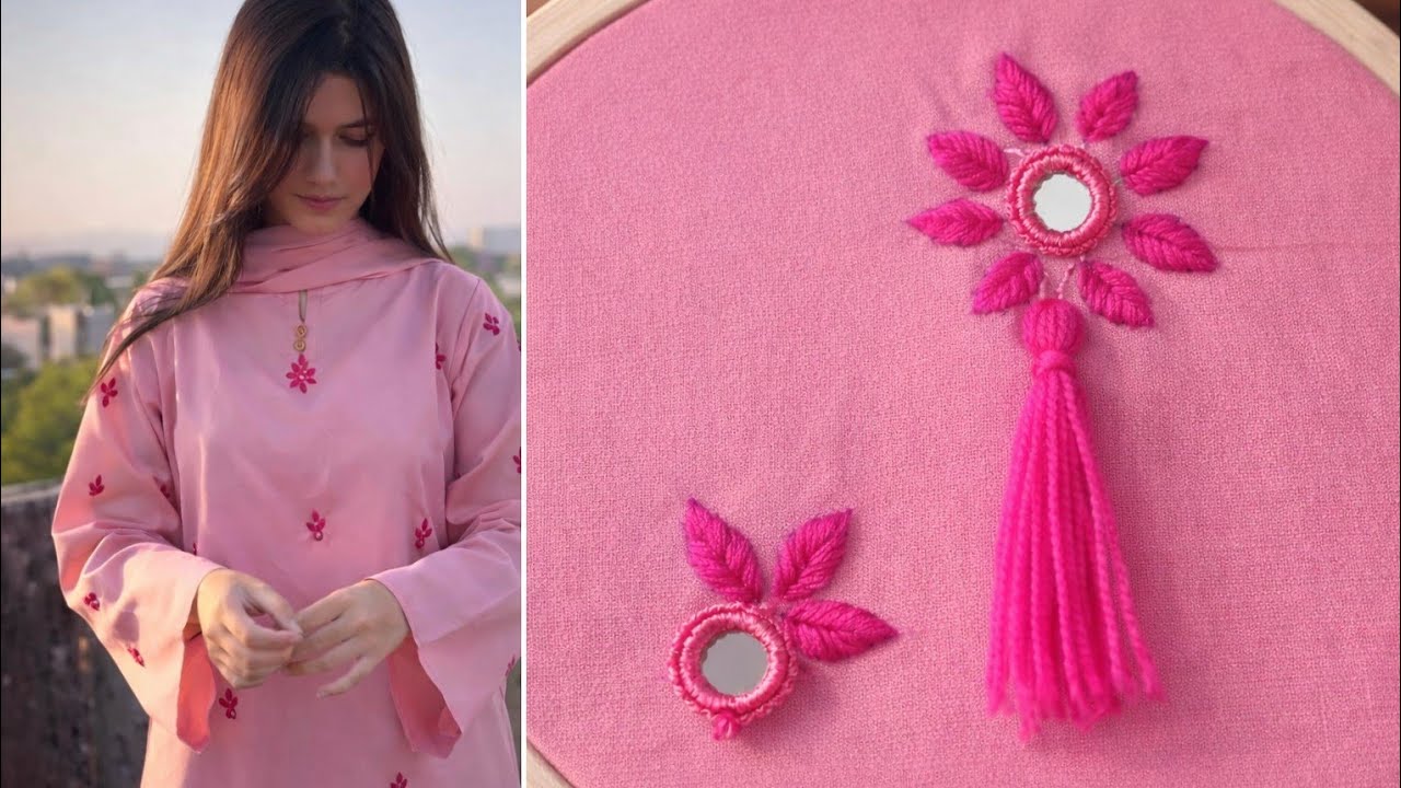 Beautiful Mirror Work Embroidery Design | Easy Hand Embroidery Tutorial