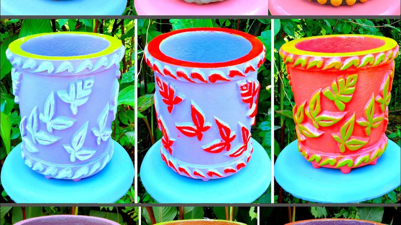 Cement pots making ideas without mold 