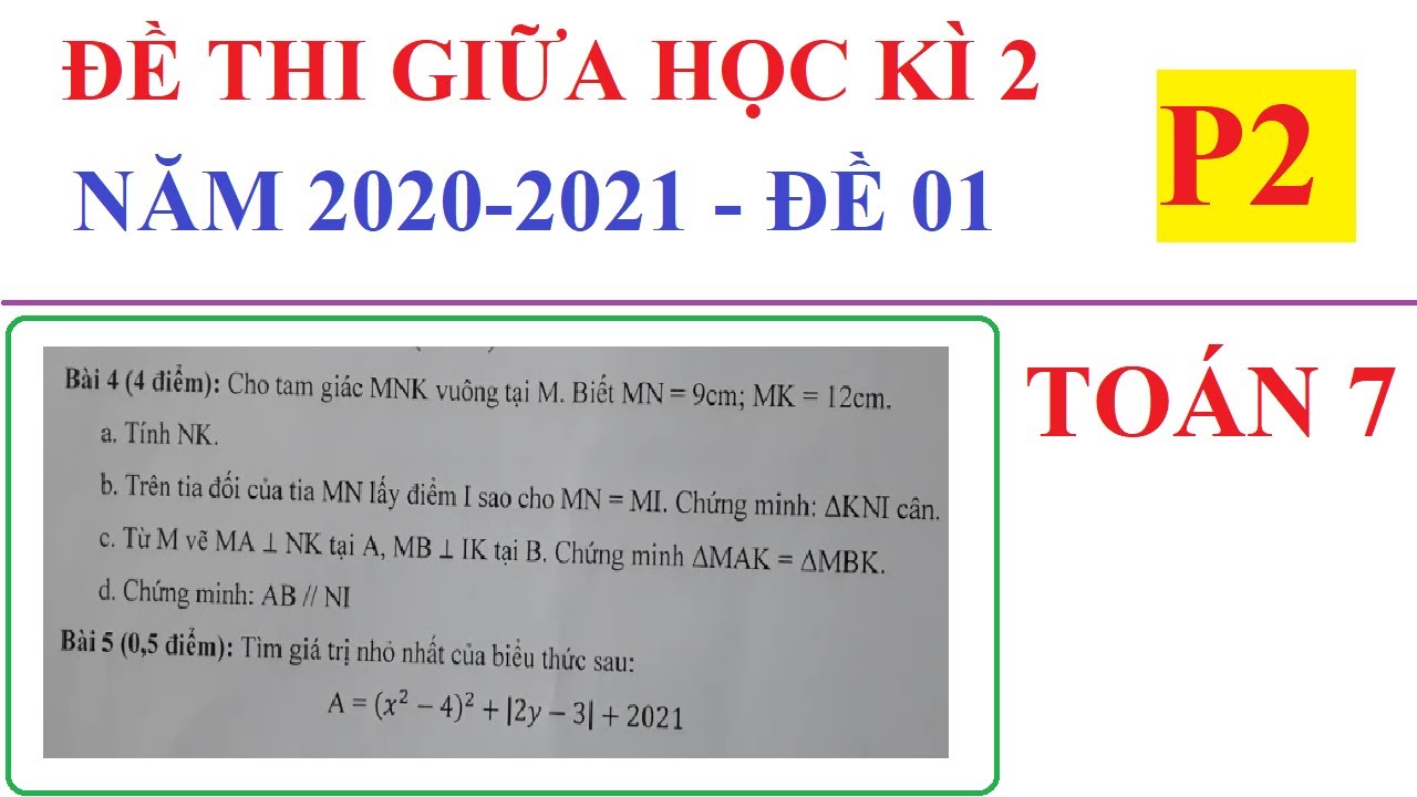ĐỀ THI GIỮA HỌC K&Igrave; 2 M&Ocirc;N TO&Aacute;N LỚP 7 NĂM HỌC 2020-2021 - ĐỀ SỐ 01 &ndash; P2