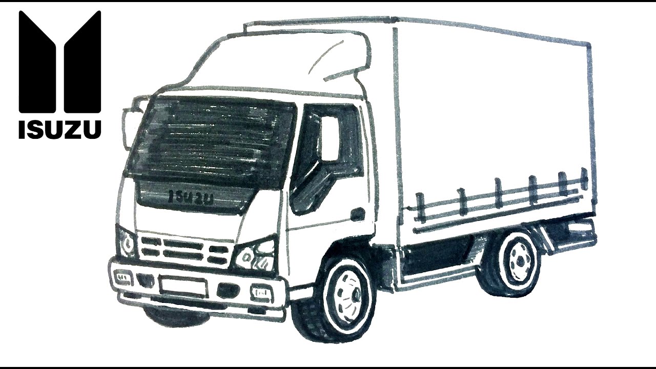 How To Draw Isuzu Npr Truck I Kolay Isuzu Kamyon Çizimi I Pick Up Nasıl Çizilir?