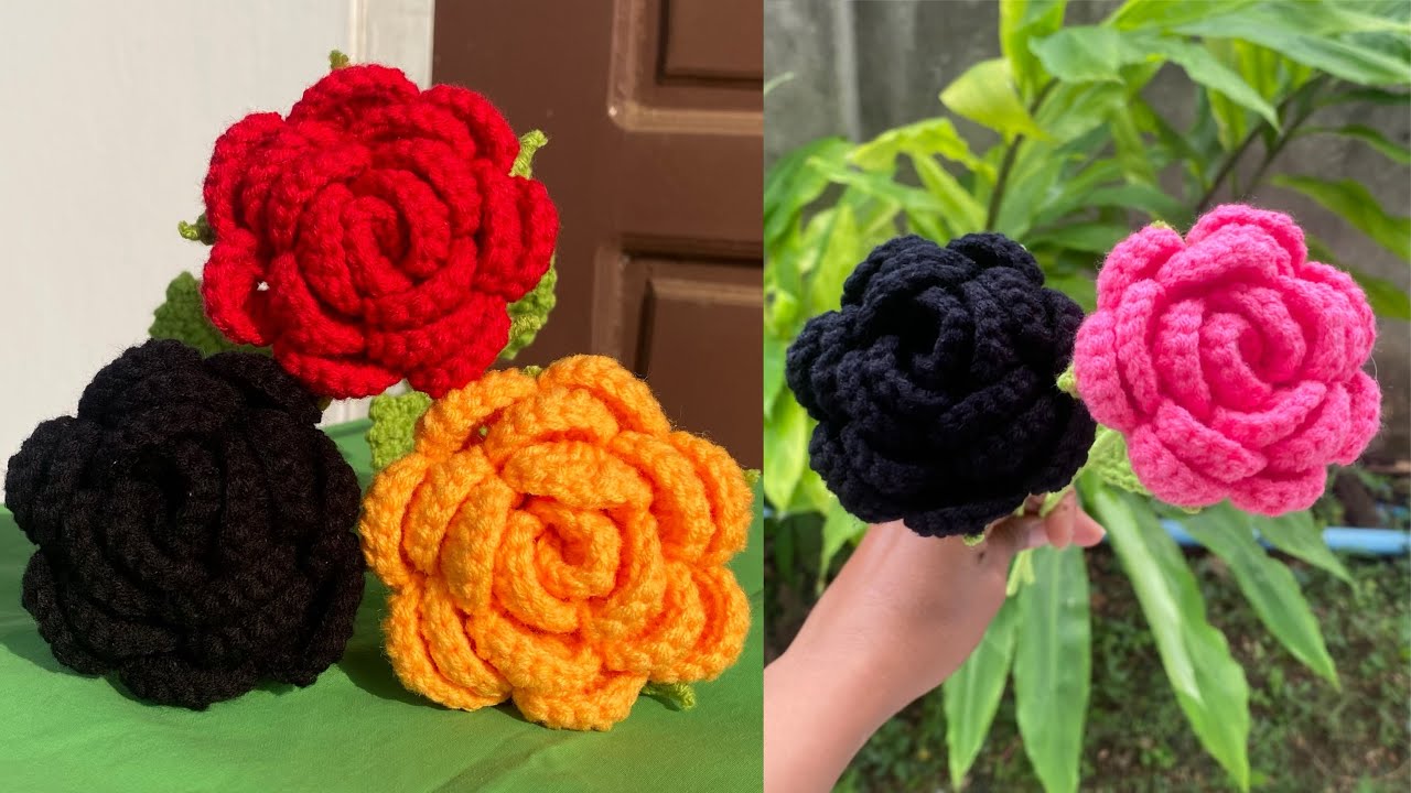 Crochet Rose(နှင်းဆီပန်းထိုးနည်း)