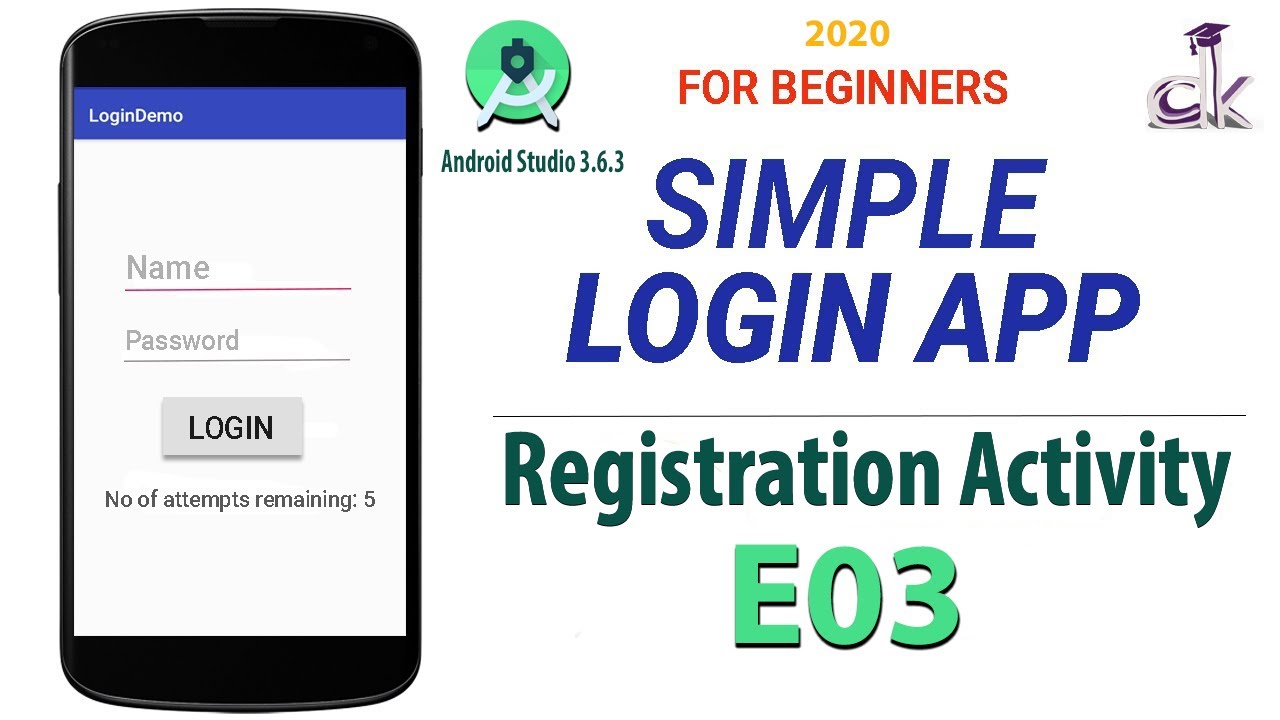 Simple Login App Tutorial for Beginners E03 - Registration Activity | Android Studio (NEW)