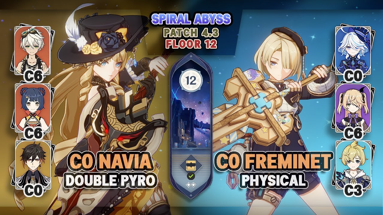 C0 Navia Double Pyro & C0 Freminet Furina Physical | NEW Spiral Abyss 4.3 - Genshin Impact