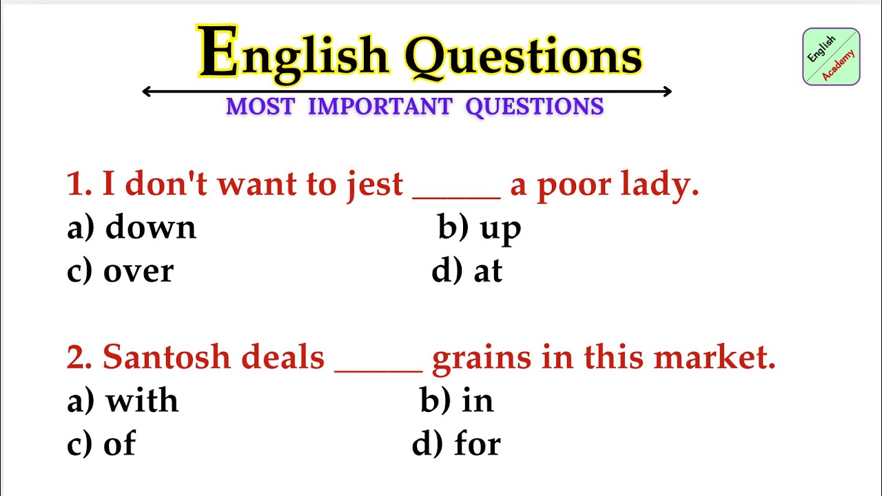 English Mix Questions set-41 for- All Exams #englishacademybydeepakkr