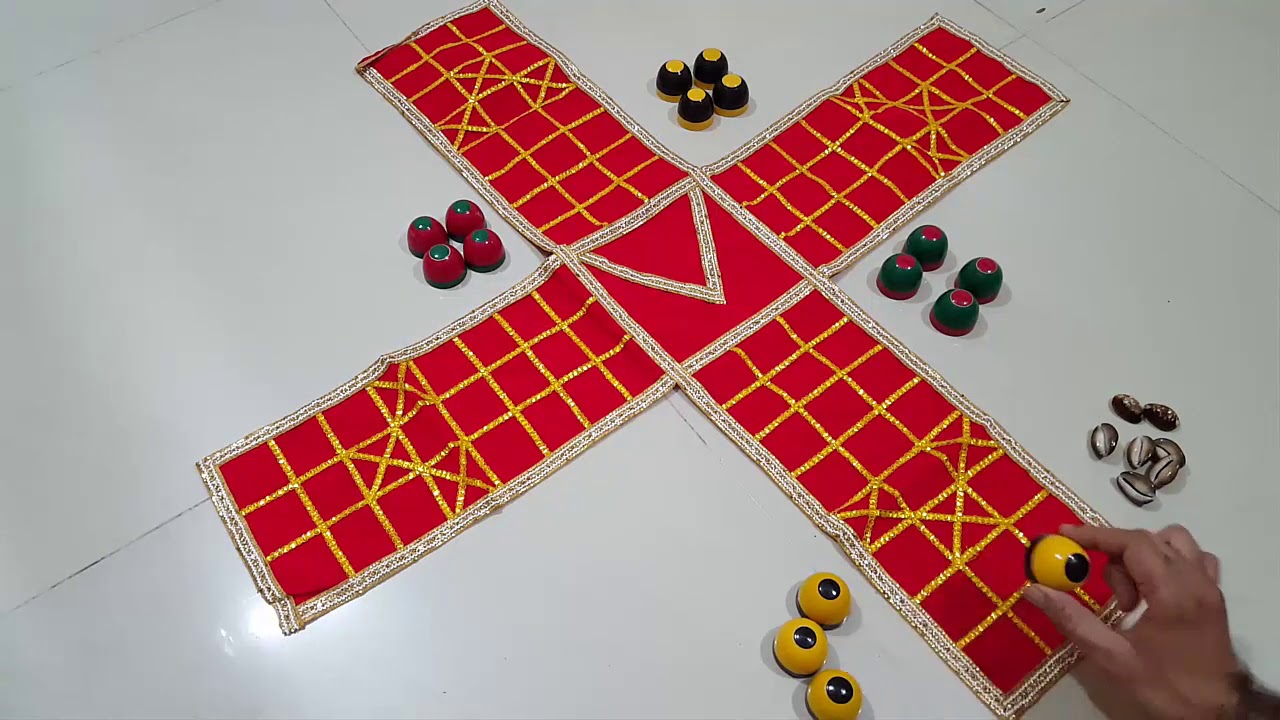 How to Play ચોપાટ (Pachisi, Ludo, Chausar) – Traditional Indian Board Game with Kodi Shells