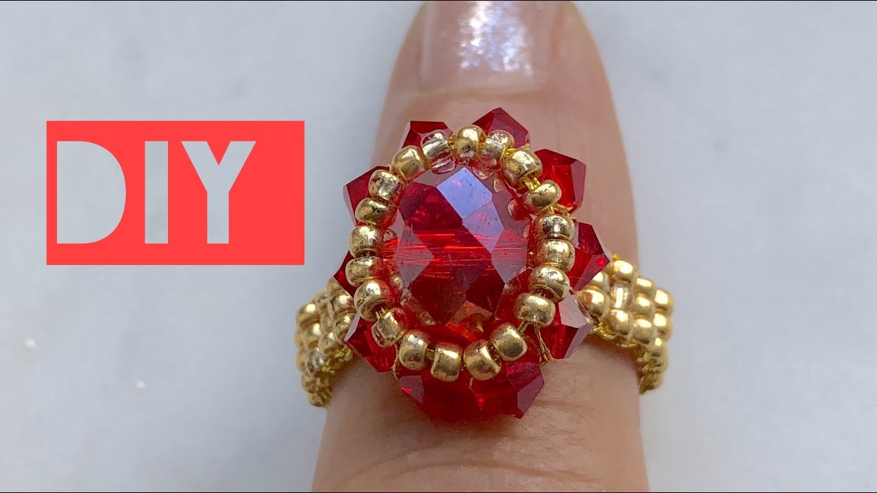 TUTORIAL COMO HACER UN ANILLO FACIL CON CRISTALES / DIY HOW TO MAKE A RING EASY