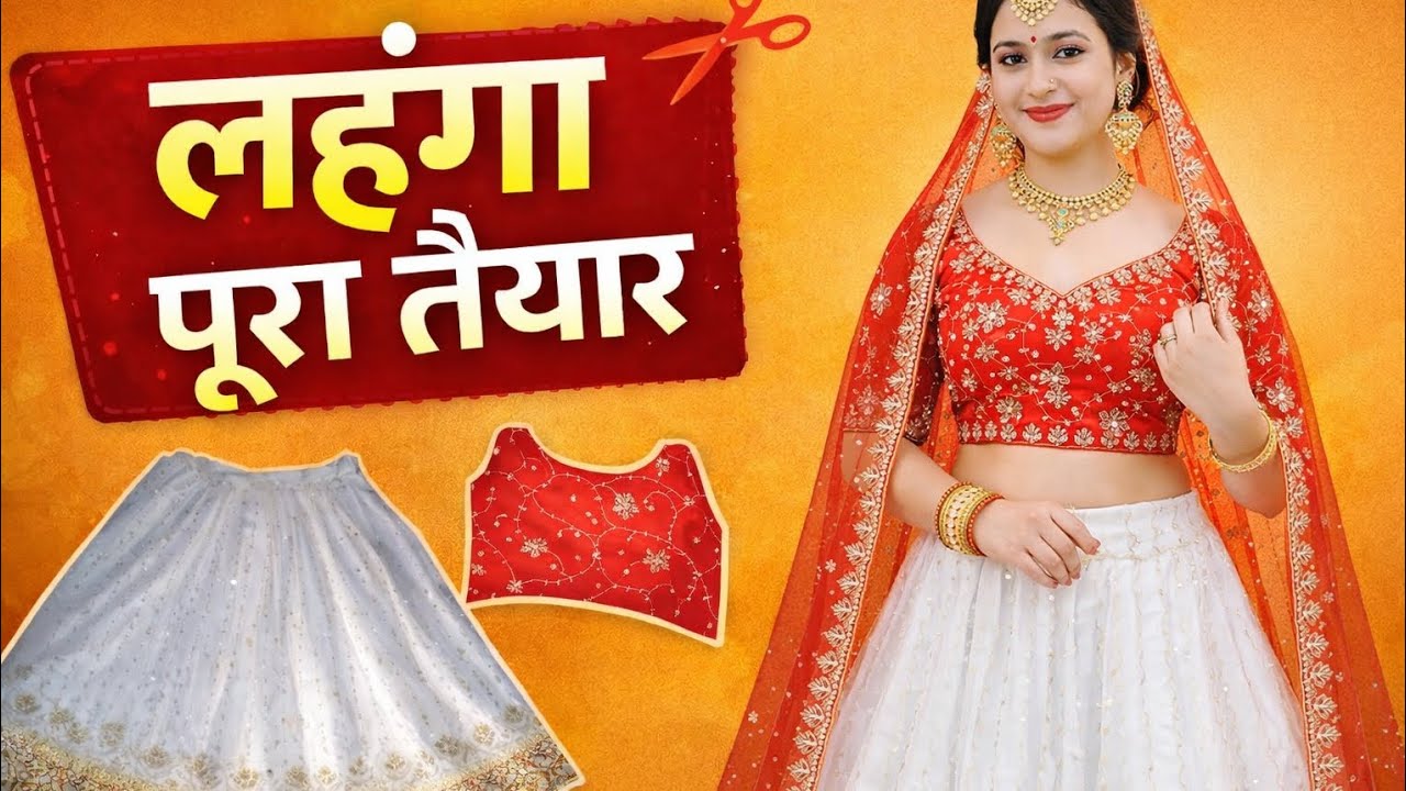 Lehenga 🥰Cutting, Stitching & Final LookRed White 💚Lehenga Stitching | Full Process💫