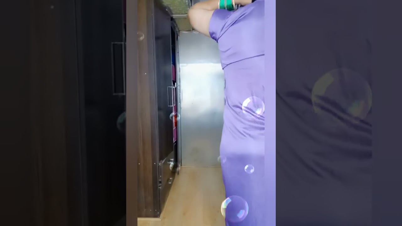 male CD Removing Blouse and wearing satin nighty without BRA.