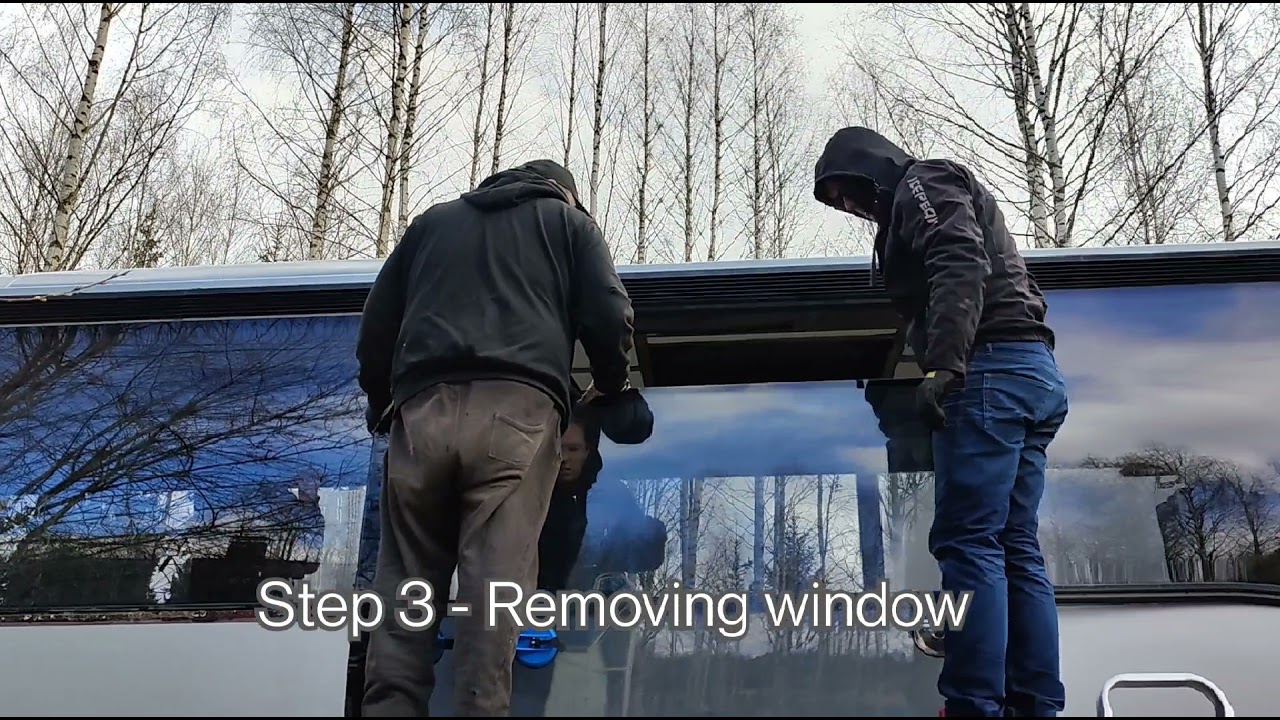 Volvo bus glass replacement - how to remove and replace a bus window