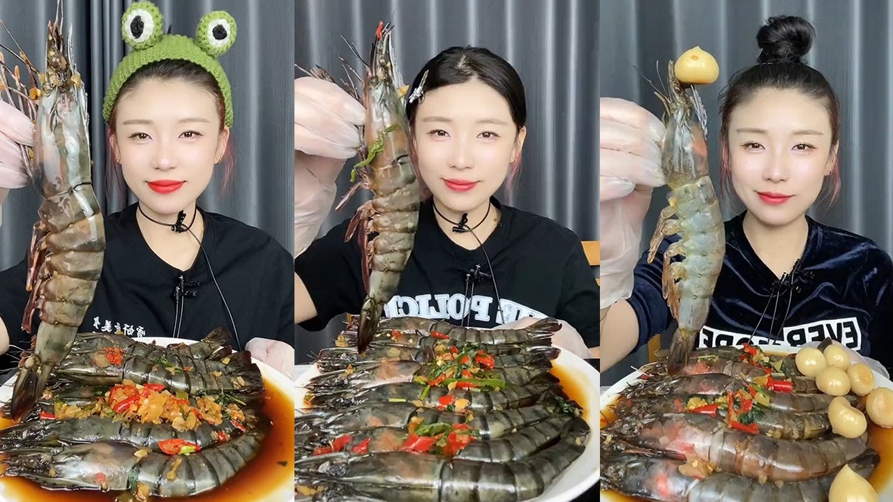 【Mukbang】Black tiger shrimp + Thai shrimp🦐🧄🍋🌶#Seafood#asmr#yummy