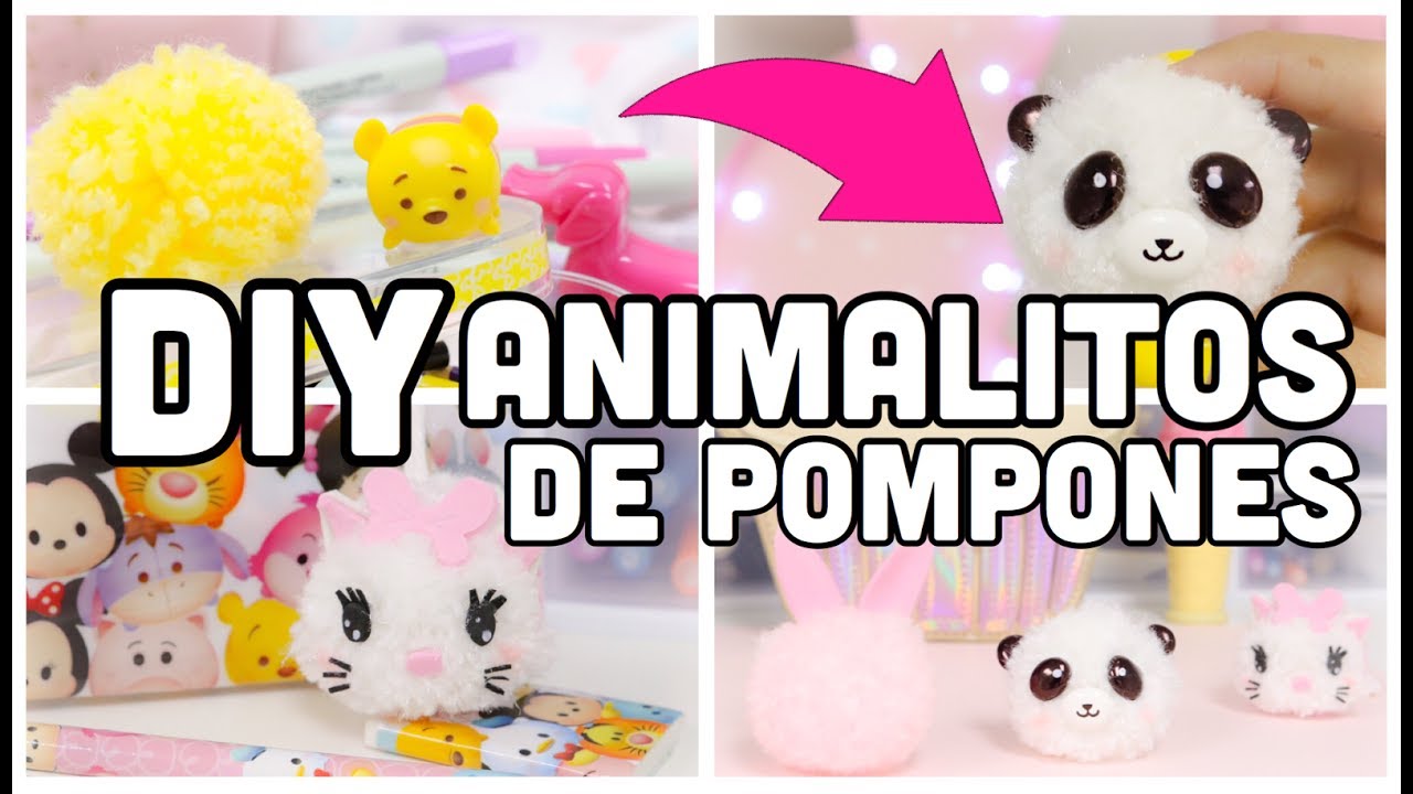 Haz un panda, gatito y conejito-regalo perfecto para mejor amiga-kit para hacer pompones