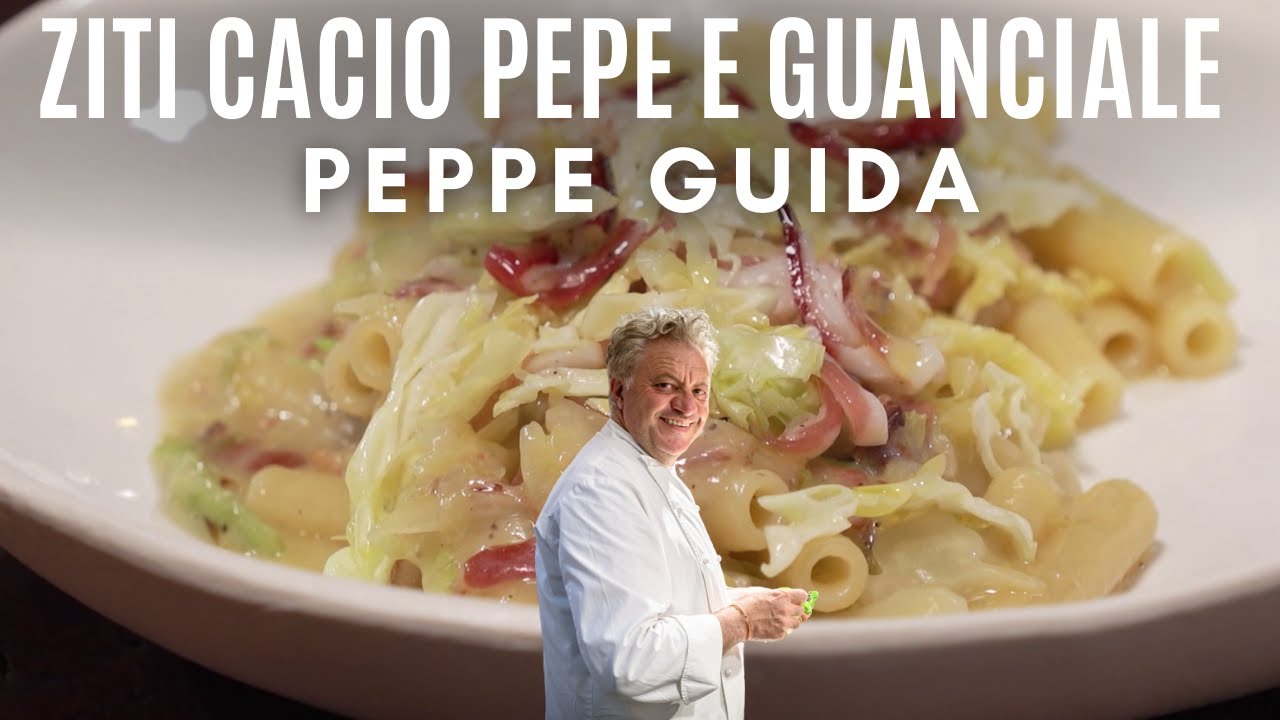 ZITI CACIO E PEPE CON GUANCIALE CROCCANTE E VERZA - Le ricette di Peppe Guida