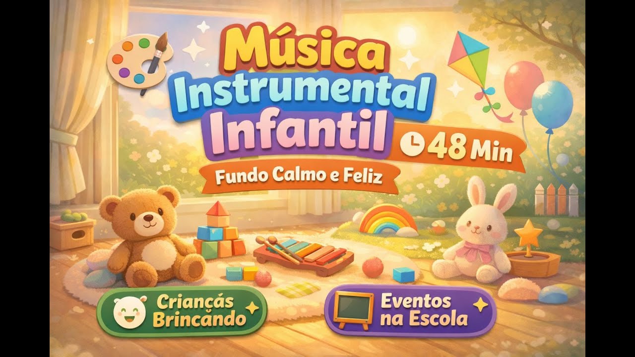 Música Instrumental Infantil 🎨 Deixe Tocando Enquanto as Crianças Brincam | 48 Min